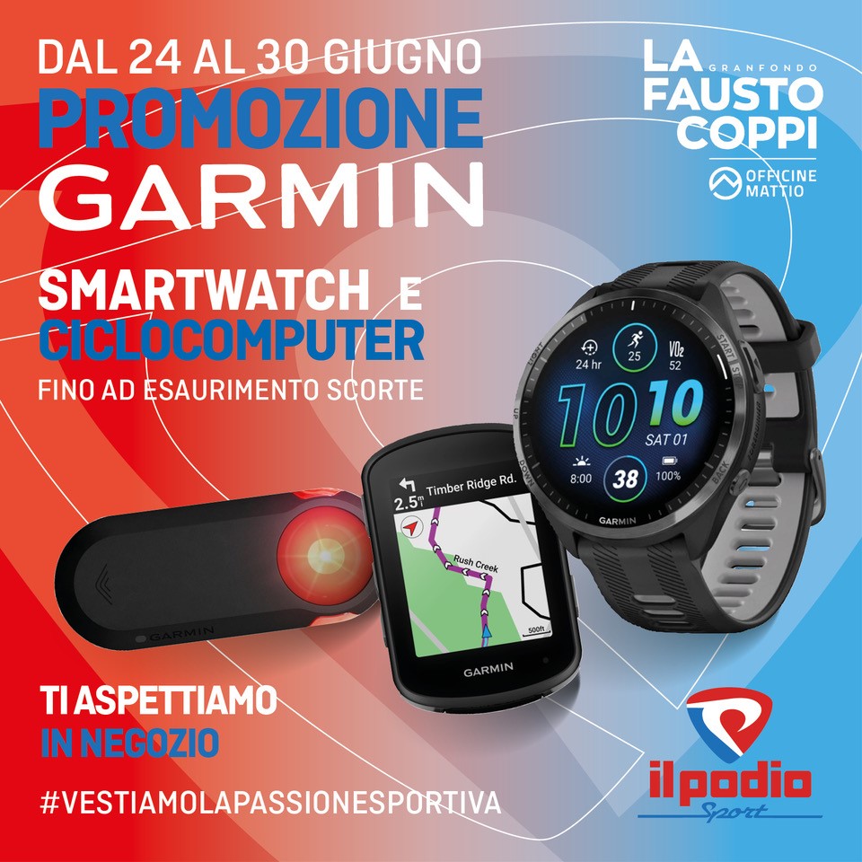 Scopri l’incredibile promo Garmin Il Podio Sport per la Fausto Coppi