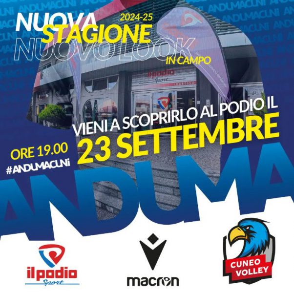 Cuneo Volley: le nuove divise in anteprima il 23 settembre a Il Podio Sport