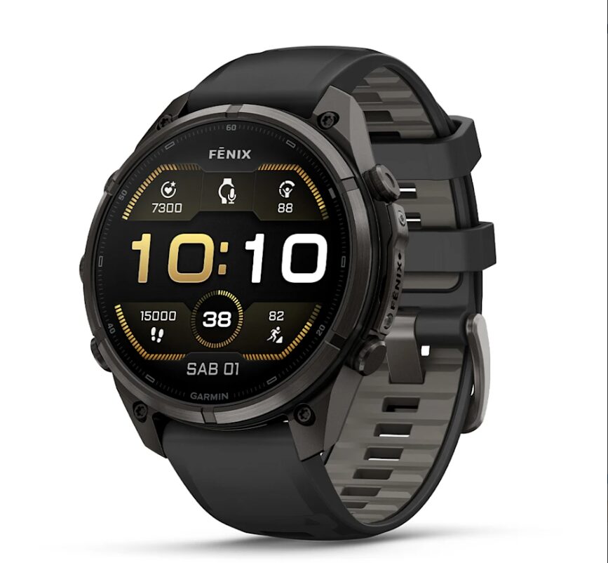 Garmin fēnix® 9 Pro 47mm AMOLED Smartwatch GPS Multisport Outdoor – Titanio DLC Carbon Gray (Cinturino Silicone Black/Pebble Gray)