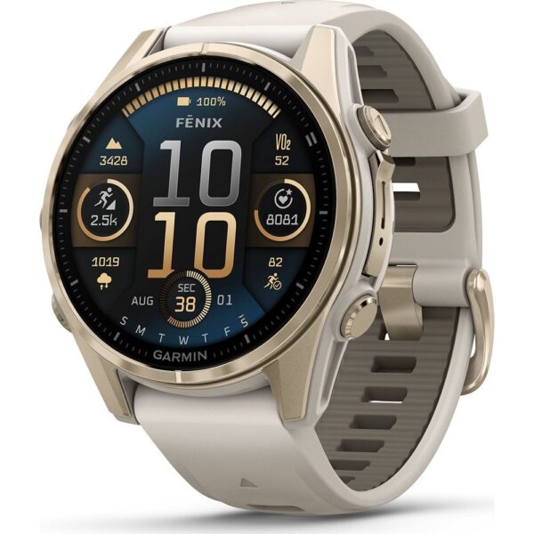 Garmin Fenix® 8 43mm AMOLED Sapphire (Soft Gold / Gray) per polsi sottili